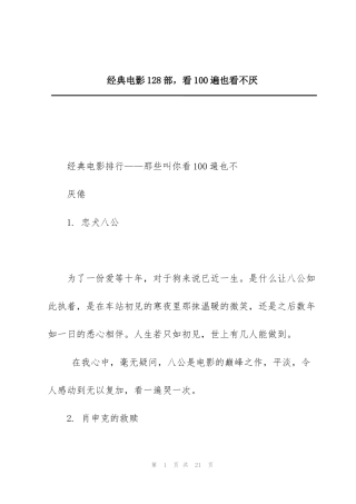 经典电影128部，看100遍也看不厌