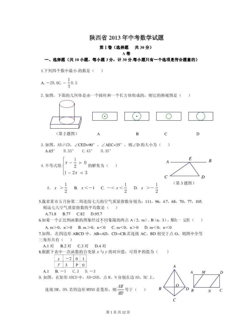 2013中考数学_第1页