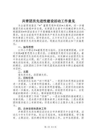 共青团员先进性建设活动工作意见