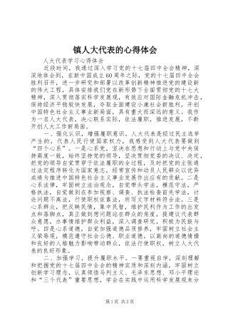 镇人大代表的心得体会 