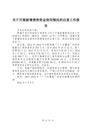 关于开展新增债券资金使用情况的自查工作报告