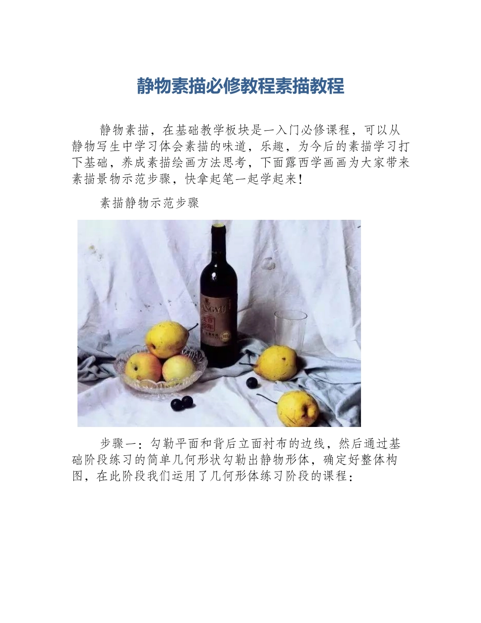 静物素描必修教程素描教程_第1页