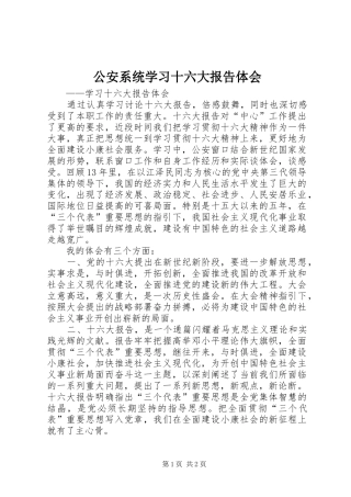公安系统学习十六大报告体会 