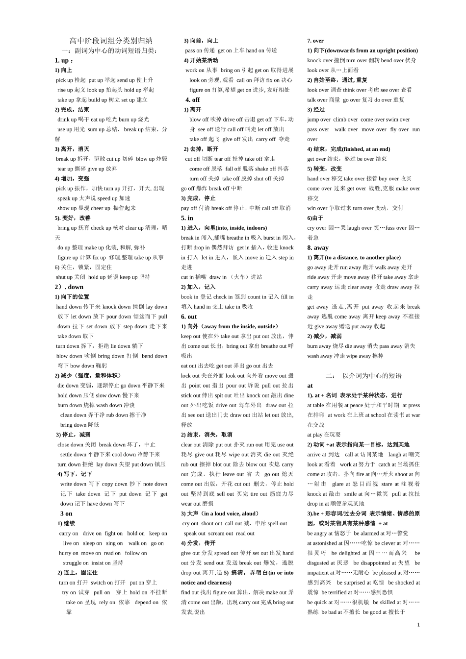 高中阶段词组分类别归纳_第1页