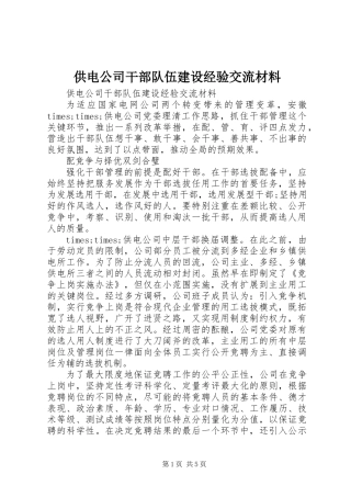 供电公司干部队伍建设经验交流材料 (2)