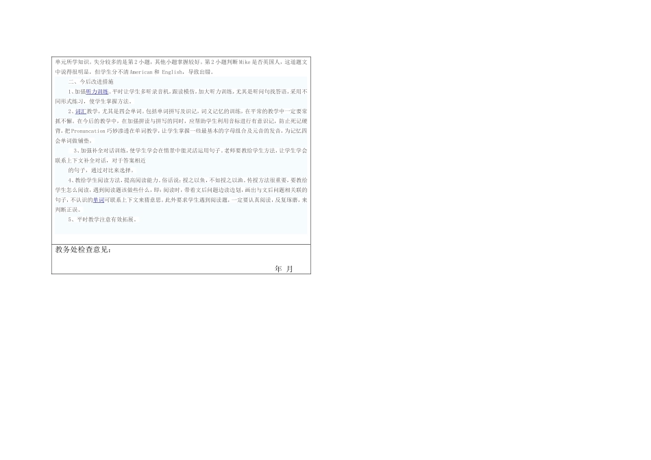 单科成绩分析表(六年级英语）_第2页