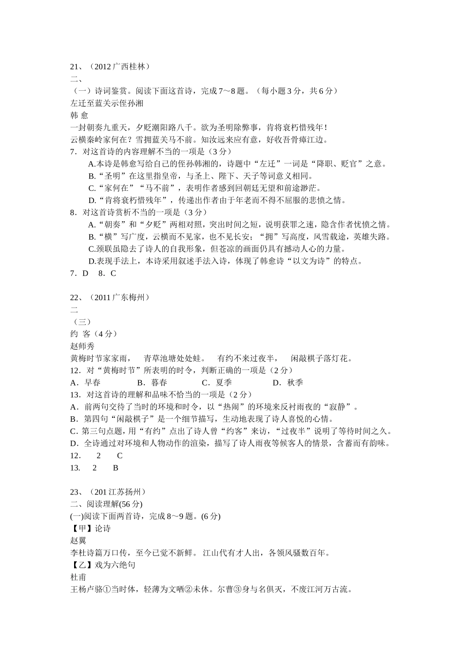 2012中考古诗文题_第1页