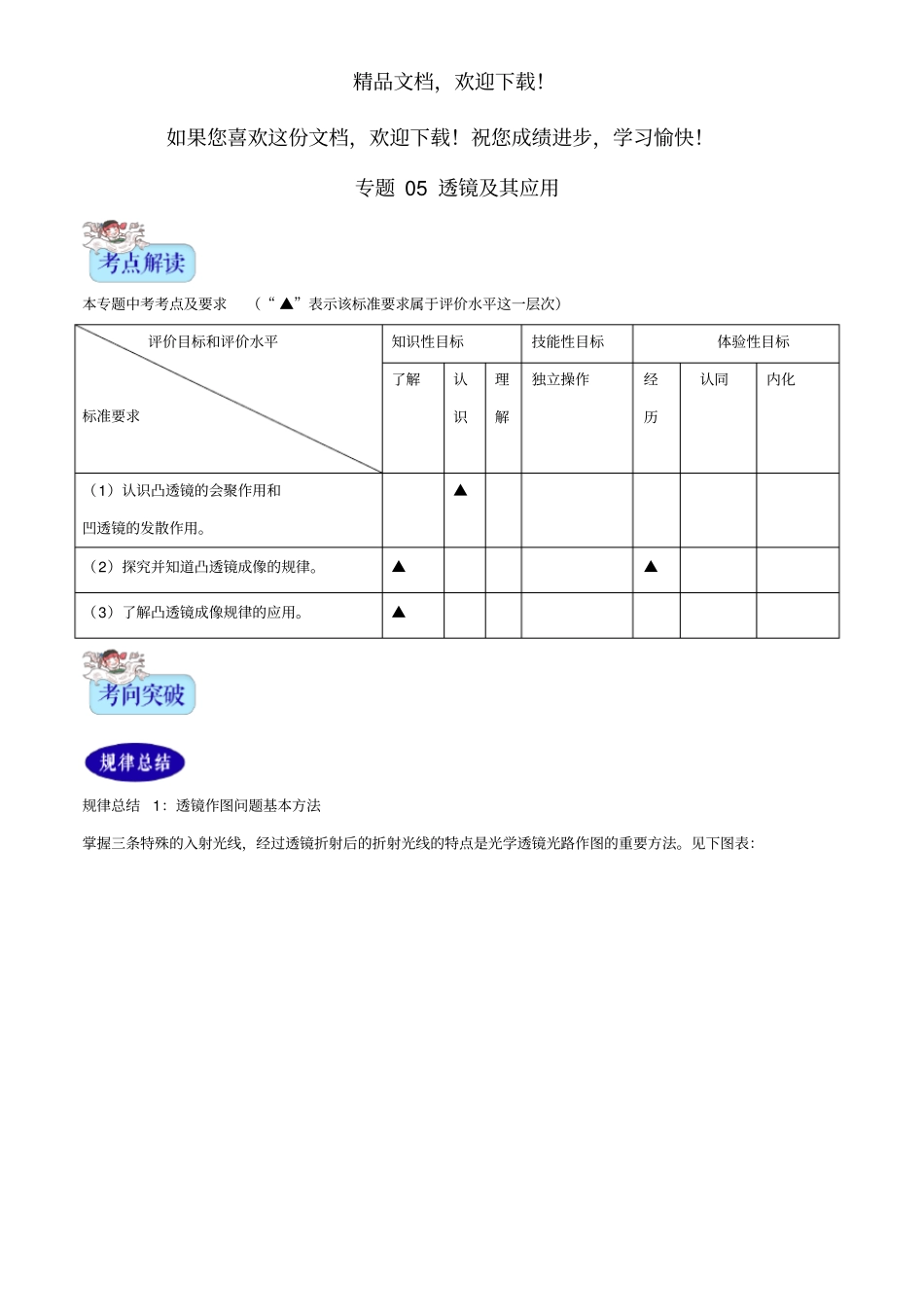 2年中考1年模拟备战2020年中考物理专题05透镜及其应用含解析_第1页