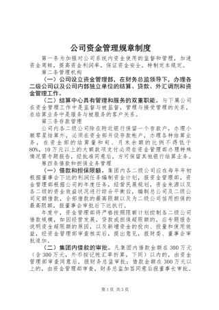 公司资金管理规章制度