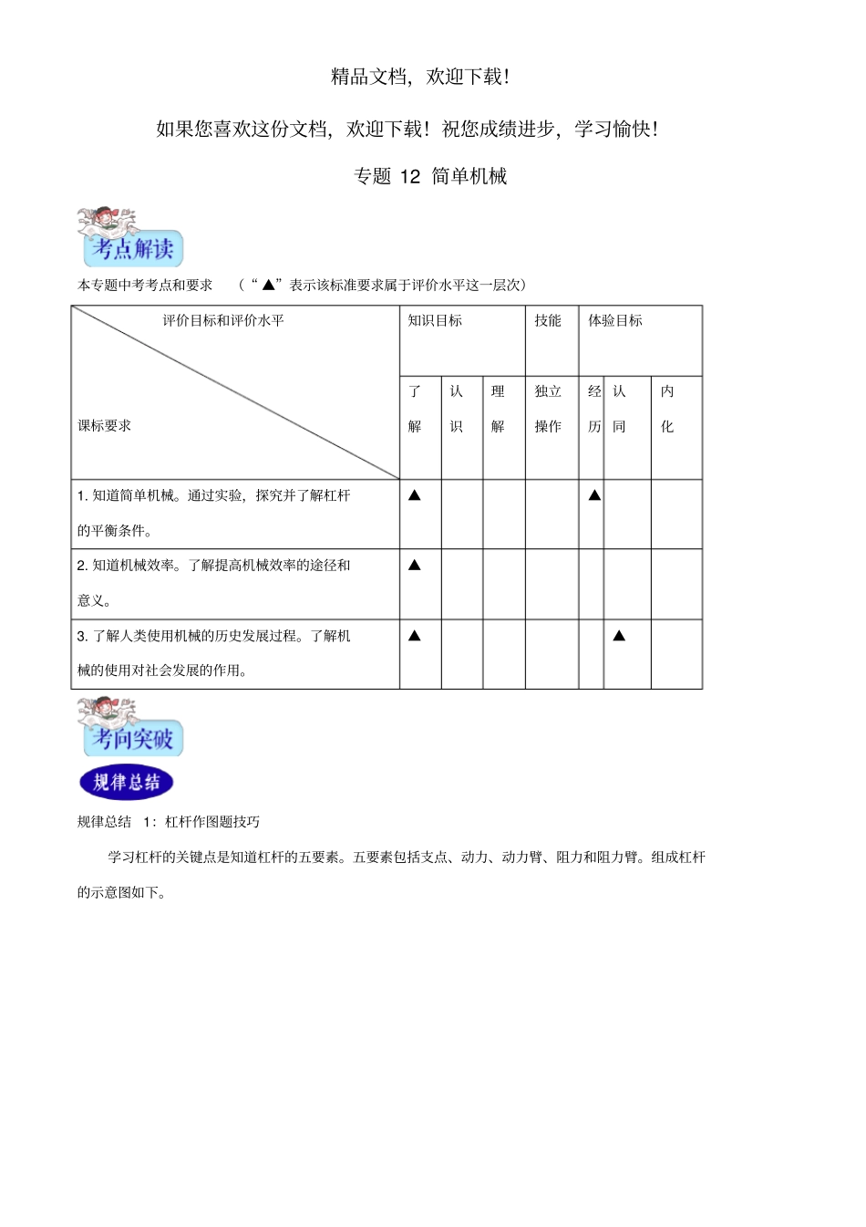 2年中考1年模拟备战2020年中考物理专题12简单机械含解析_第1页