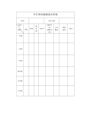 学生体质健康成长档案
