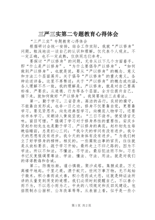 三严三实第二专题教育心得体会 