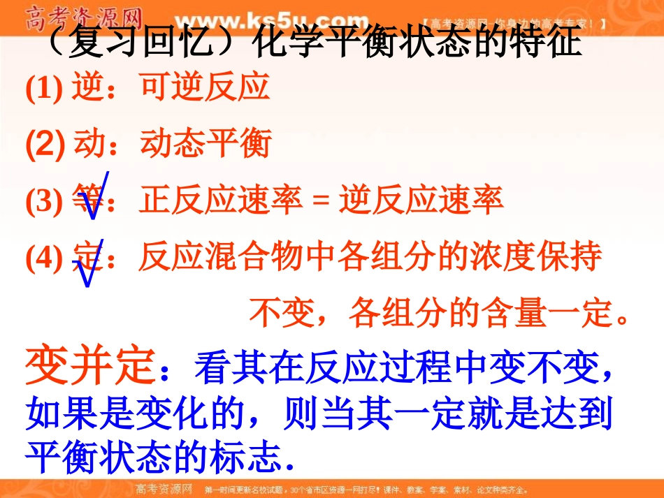 2012高二化学课件：选修4第2章第3节化学平衡（第2课时）（人教版选修4）_第2页