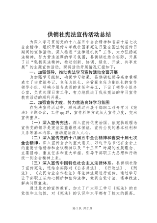 供销社宪法宣传活动总结