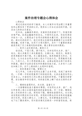 案件治理专题会心得体会 
