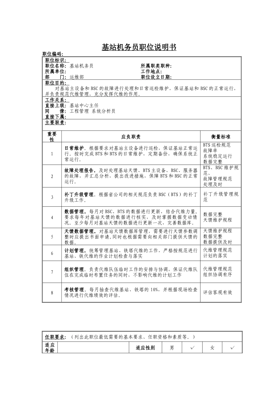 基站机务员岗位说明书_第1页