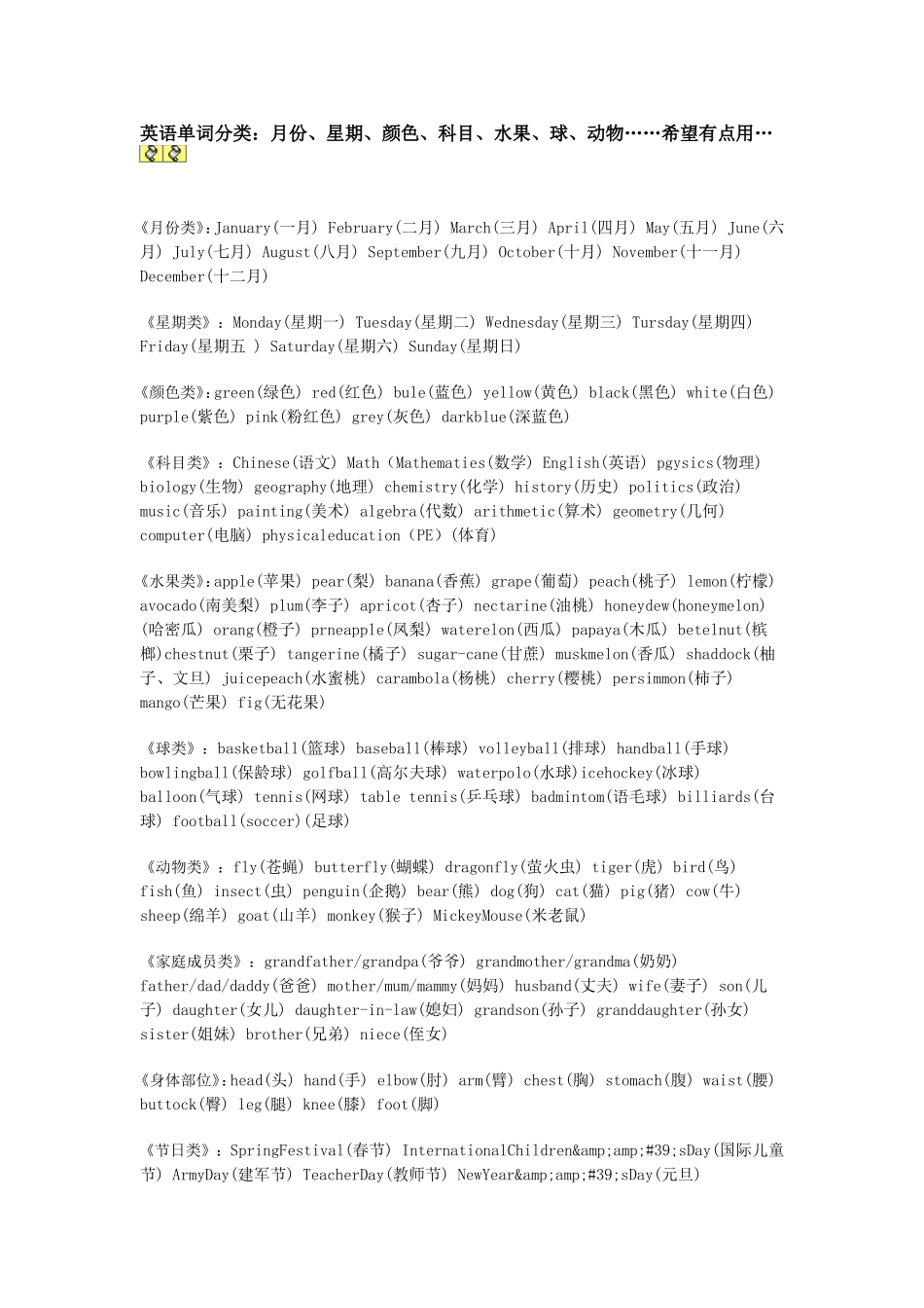 英语单词分类_第1页