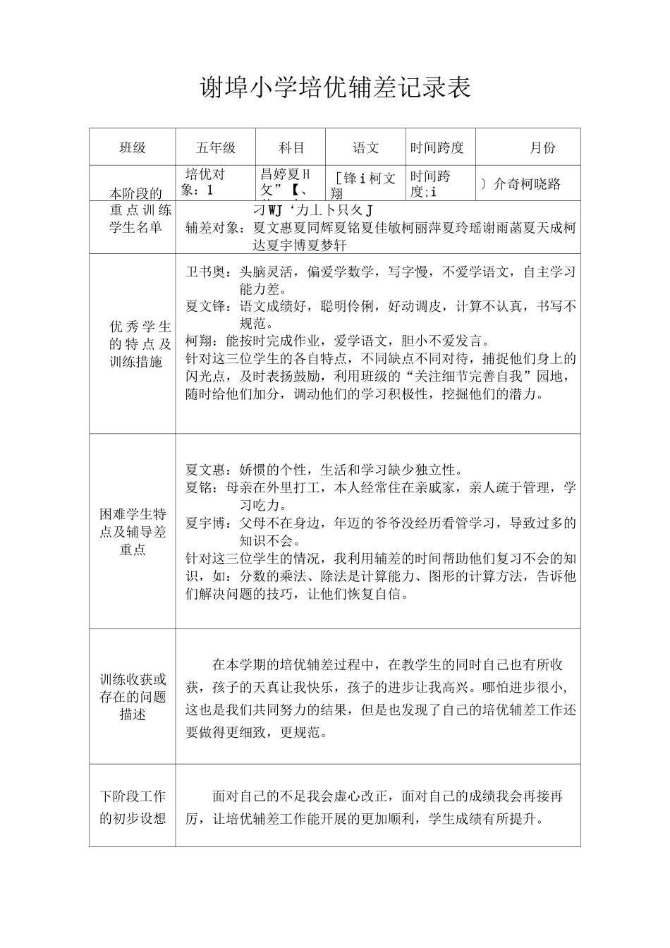小学语文培优辅差记录_第2页