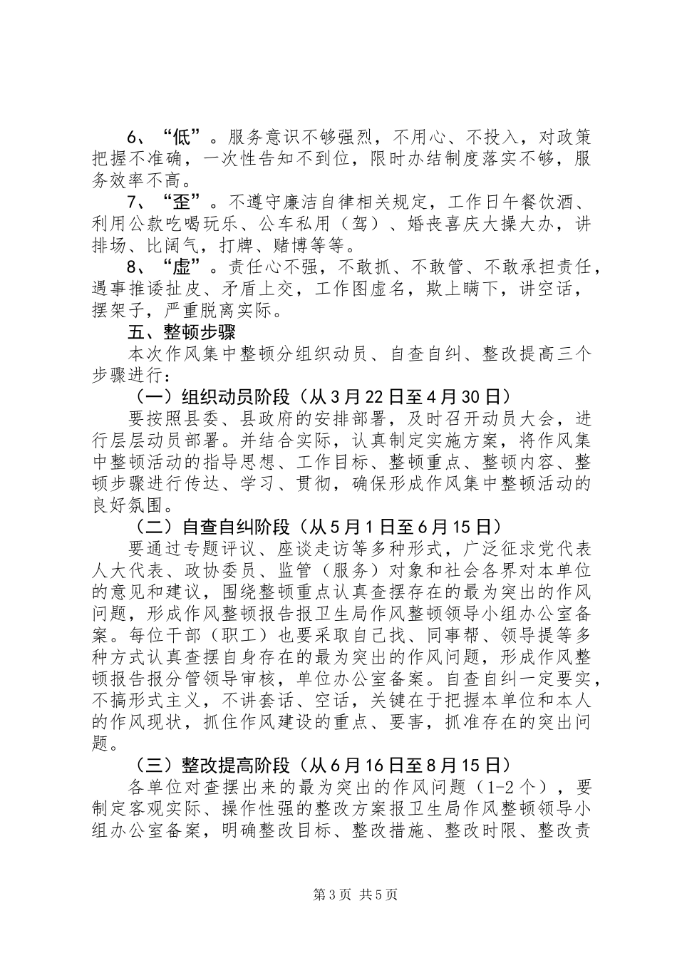 关于开展作风集中整顿活动的实施方案_第3页