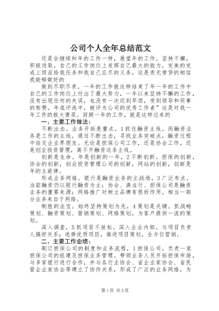 公司个人全年总结范文