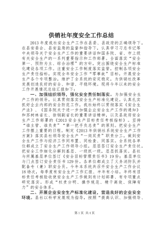 供销社年度安全工作总结