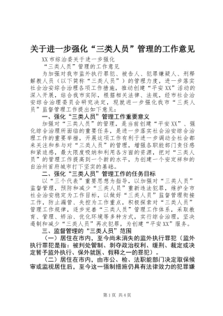 关于进一步强化“三类人员”管理的工作意见