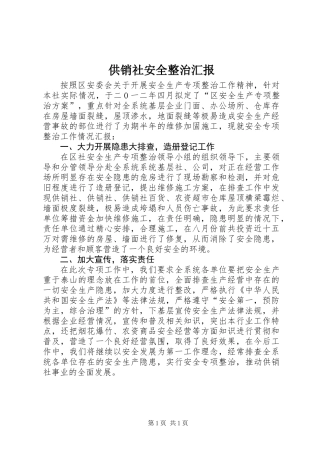 供销社安全整治汇报