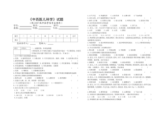 河南中医学院2011年中医儿科学考试题