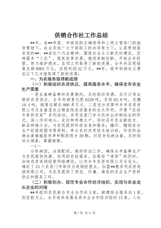 供销合作社工作总结
