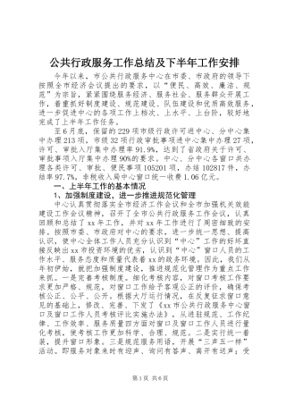 公共行政服务工作总结及下半年工作安排
