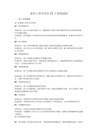 建筑工程常见的21个裂缝通病