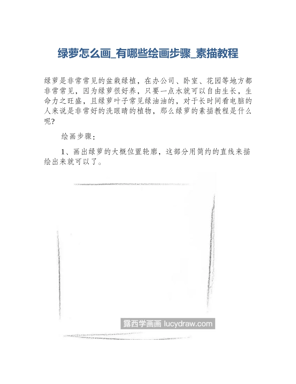 绿萝怎么画_有哪些绘画步骤_素描教程_第1页