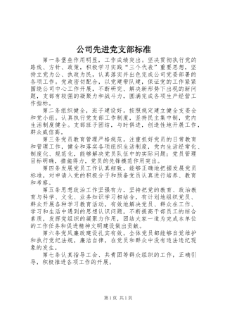 公司先进党支部标准