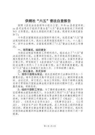 供销社“六五”普法自查报告