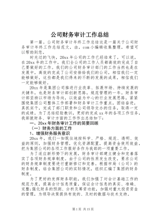 公司财务审计工作总结
