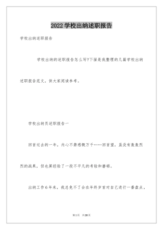 2024学校出纳述职报告