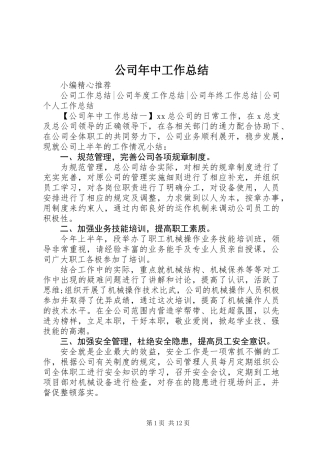 公司年中工作总结