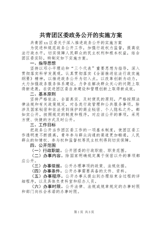 共青团区委政务公开的实施方案