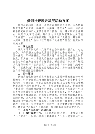 供销社开展走基层活动方案
