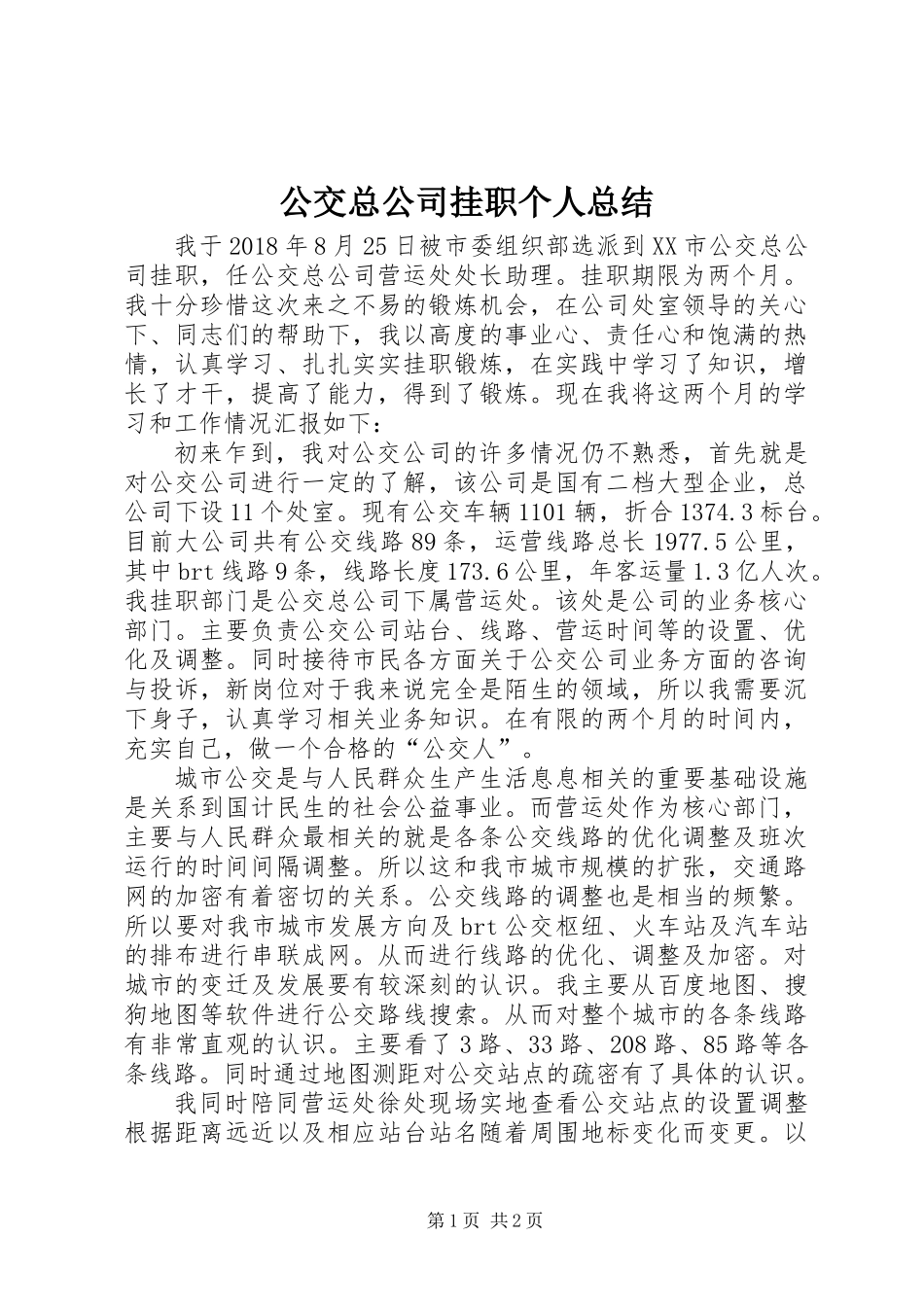 公交总公司挂职个人总结_第1页