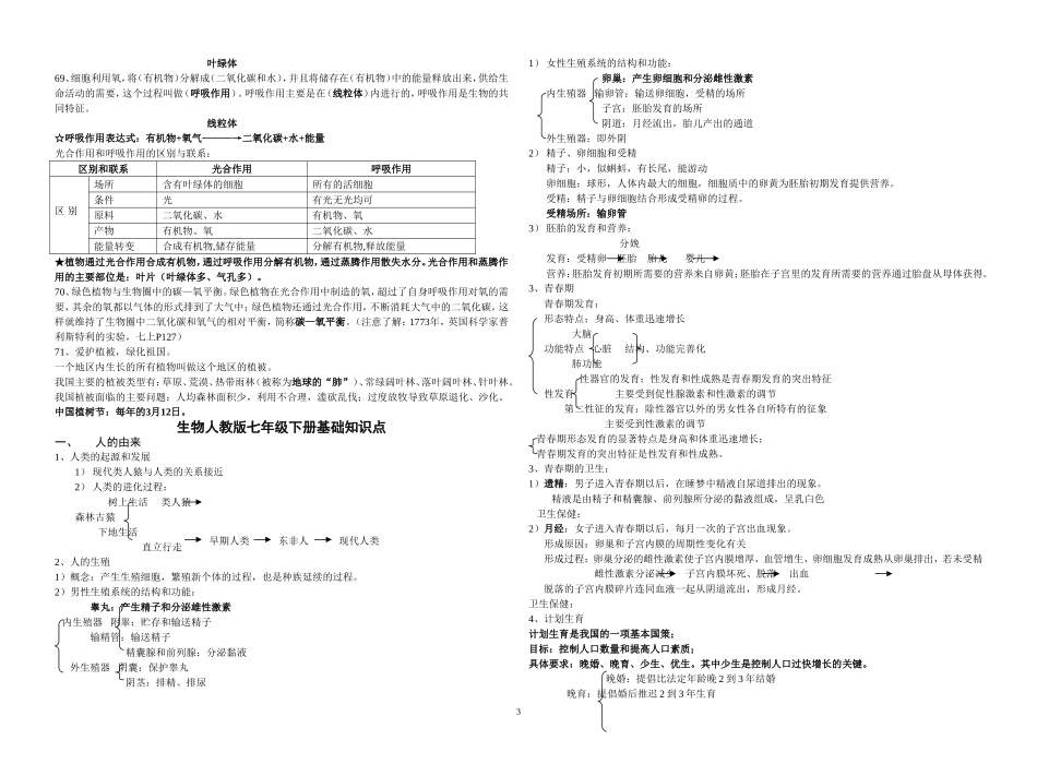 初中生物总复习——主要知识点归纳(最全最细)_第3页