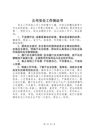公司安全工作保证书 (2)