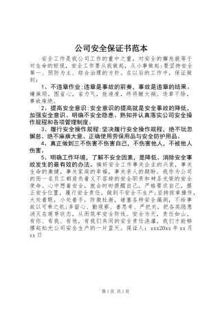 公司安全保证书范本