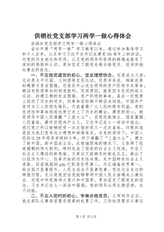 供销社党支部学习两学一做心得体会