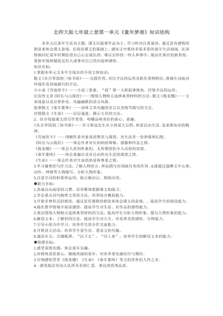 北师大版七年级上册第一单元知识结构