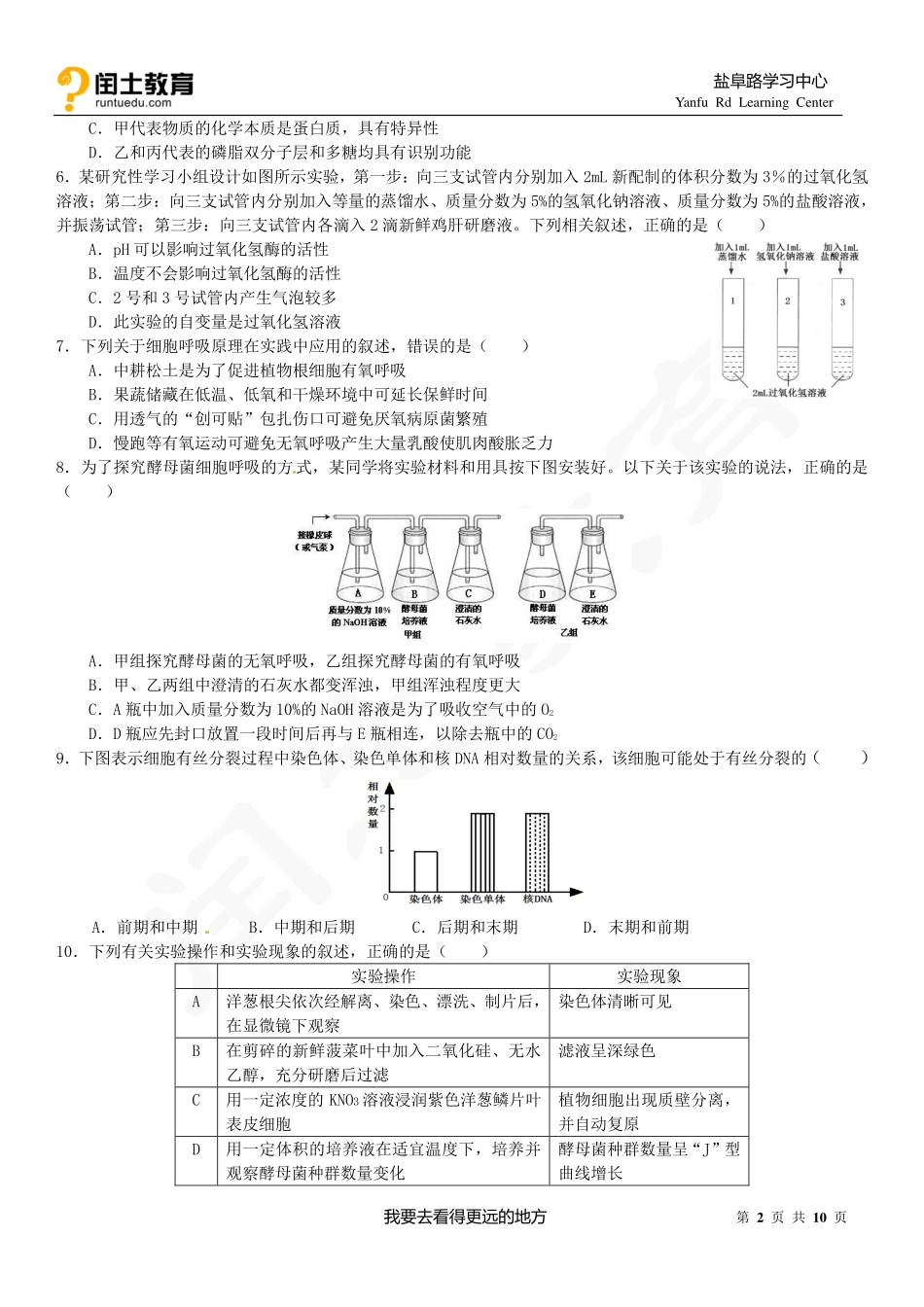 江苏省南京市2015年高中学业水平测试训练生物试题_第2页
