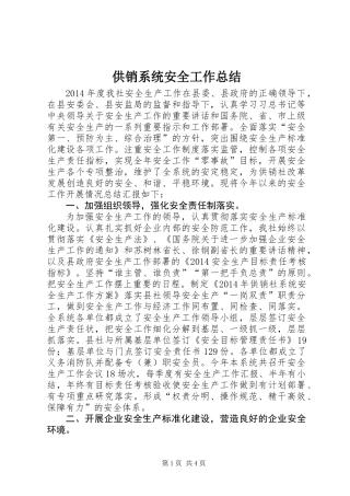 供销系统安全工作总结