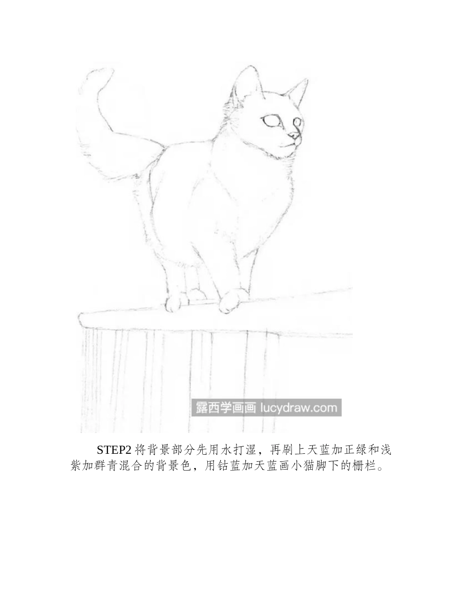 猫咪怎么画_如何画栅栏上的猫_水彩画教程_第2页