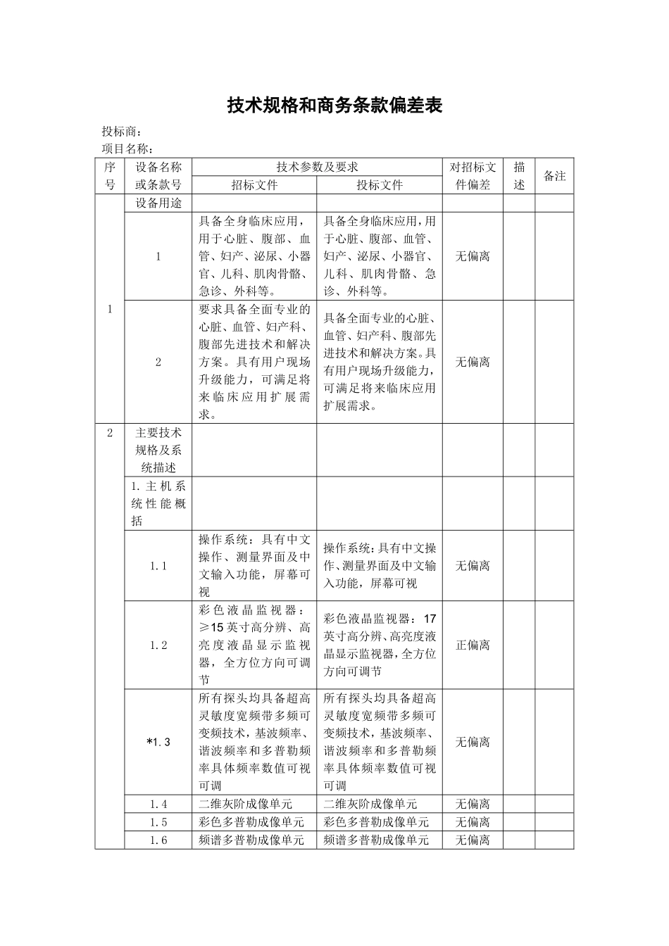 技术偏离表1_第1页