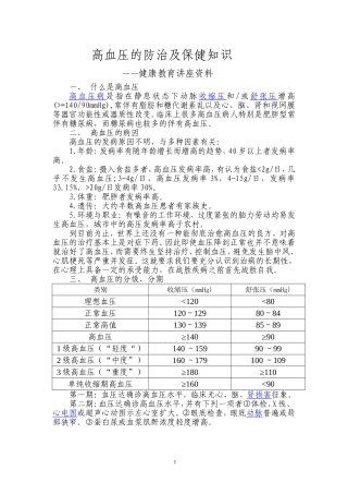 高血压的防治及健康保健知识